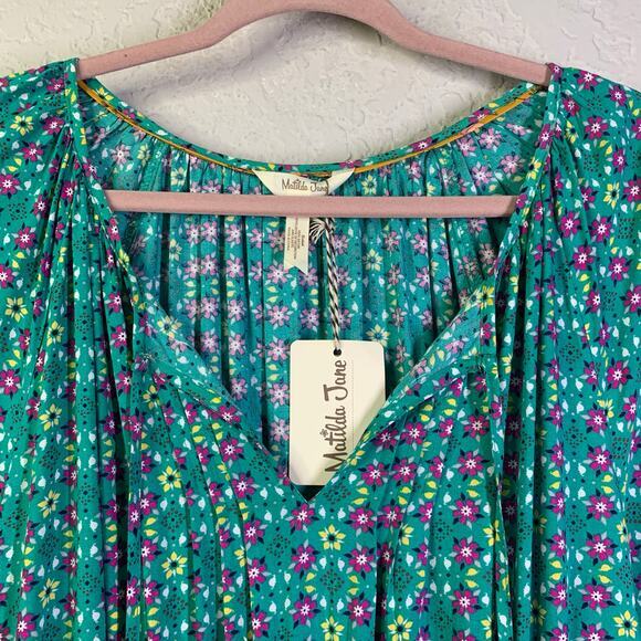 MATILDA JANE Dress Large Age of Aquarius Floral‎ Boho Prairie Tiered V-Neck Midi - Picture 4 of 15